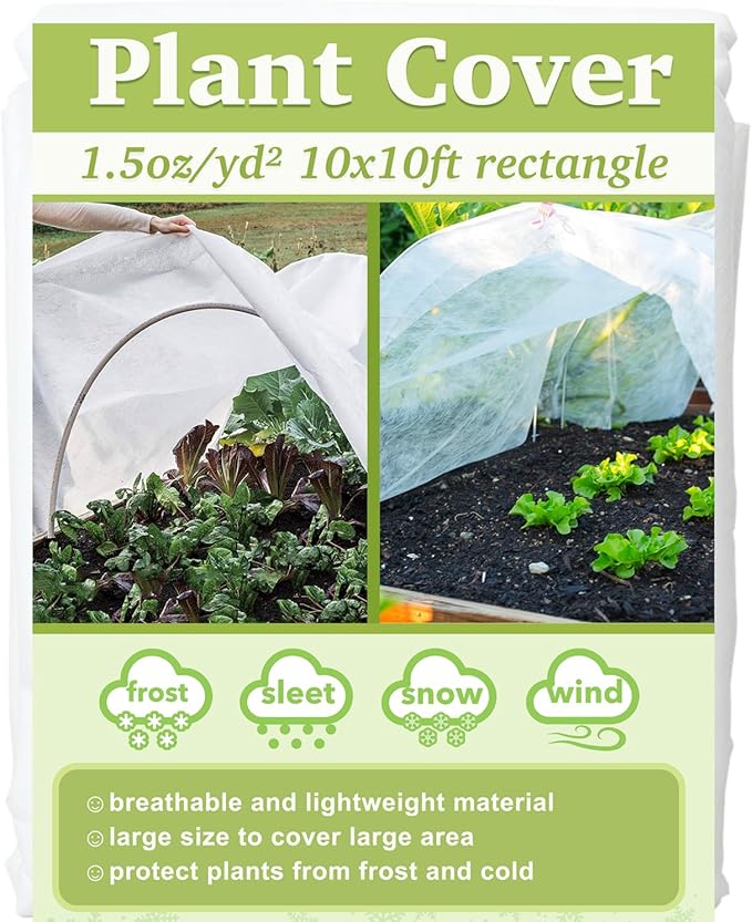 Plant Covers Freeze Protection 10x10ft Floating Row Cover 1.5oz/yd² Plant Covers for Winter Garden Fabric for Cold Sun Protection