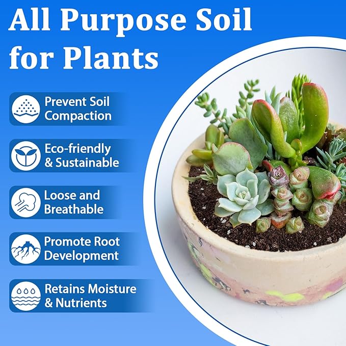 Halatool 3QT Indoor Potting Soil for Plants Orchid Potting Mix Garden Top Succulent Bonsai Soil for Aloe Vera Houseplants Flowers Vegetables & Herbs