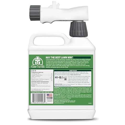 Turf Titan Lawn Advancer Fast-Acting Liquid Lawn Fertilizer (32 oz) with Hose End Sprayer – Quick Green Lawn Booster for Heat and Stress – Nutrient-Rich Formula for Strong Turf – Covers 6,000 Sq Ft