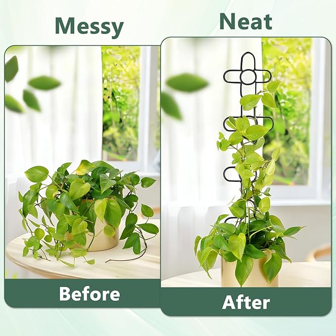 24Inch Trellis for Climbing Plants Indoor, Small Garden Metal Trellis for Potted Plants, Plant Stakes for Vine Ivy Flower Plant Support Indoor Plants Accessories Hoya, Flower Shape