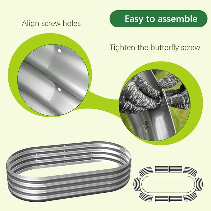 Galvanized Garden Bed Kit for Vegetables/Herbs/Flowers, Outdoor Raised Planter Box, 2PCS 4x2x1 ft
