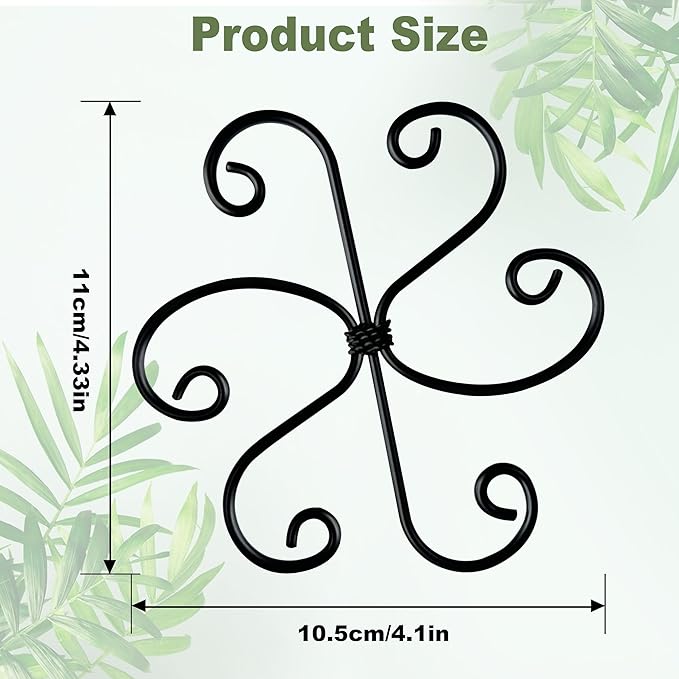 4PCS Metal Plant Stakes for Indoor Plants, 4.3 * 4.1 in Stackable Monstera Stem Support Hook for Growth, Stabilizer for Leaves & Adjustable Clamp Set Accessories for Climbing Plants (Ring)