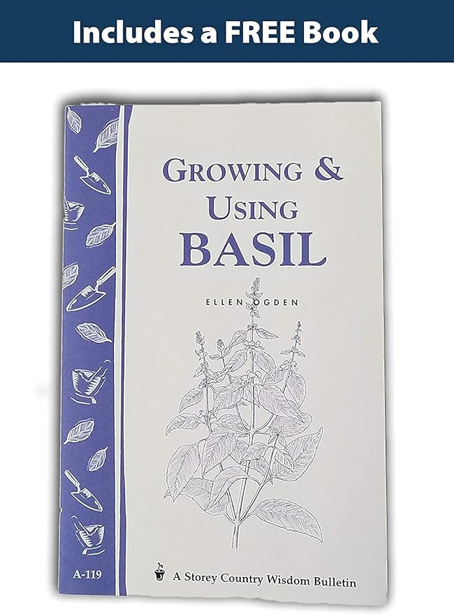 Deluxe Basil Seed Collection - 5 Varieties, 100% Non-GMO Heirloom Genovese Basil, Thai Basil, Lemon Basil, Italian Basil, and Dark Opal Basil Herb Seeds by Sustainable Seed Company (Collection Only)