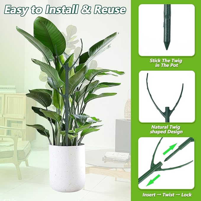 5Pcs Stackable Plant Support Stake Stem Holder Structures Frame & Plant Cage Support Ring Half Round for Sphagnum Twig Trellis Indoor Outdoor Potted Plants Stick for Vine Training & Stem Stabilization