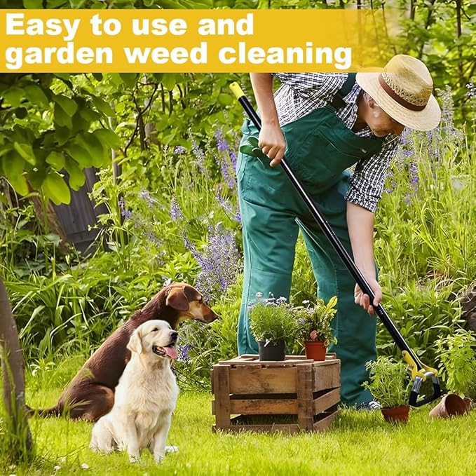 Ihomepark Adjustable Heavy-Duty Garden Hula Hoes, Long Handle Scuffle Hula Hoe for Efficient Weeding and Gardening, 30-54 Inch Loop Stirrup Design (4.5 FT)
