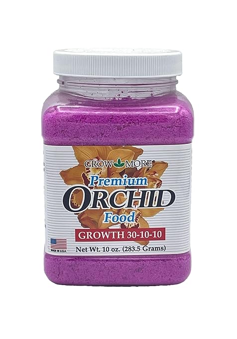 Grow More Premium Growth Formula 30-10-10 Orchid Food Fertilizer - 10oz Water Soluble, High Nitrogen Orchid Fertilizer for Robust Growth & Vibrant Blooms