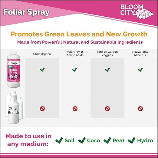 Bloom City Supergreen Organic Kelp Foliar Spray – Liquid Plant Supplement for Faster Nutrient Uptake, Greener Leaves & Vigorous Growth, 8 oz