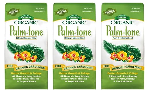 Espoma Organic Palm-Tone 4-1-5 Natural & Organic Plant Food; 4 lb. Bag; Organic Fertilizer for Palm, Hibiscus, & Tropical Plants - Pack of 3