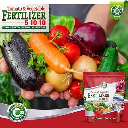 5-10-10 Tomato & Vegetable Fertilizer - Made in USA - NPK + Micronutrients Plant Food for Flower Gardens - (Cz Garden Organics All Purpose Fertilizer 8LB)