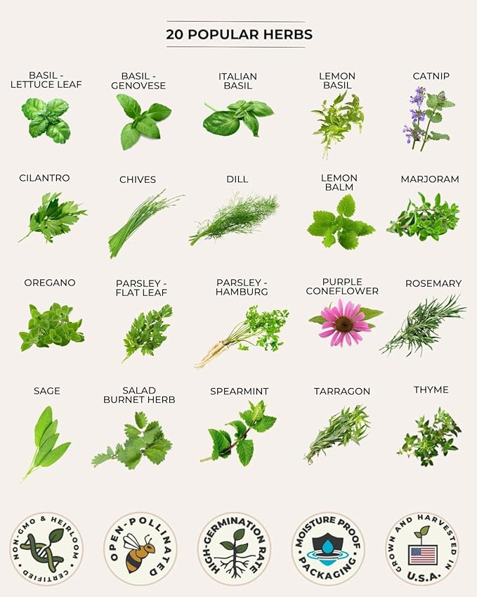 Tactiko Survival 60 Medicinal & Survival Seed Kit – Heirloom Non-GMO USA Grown Seeds for Vegetables, Herbs & Edible Flowers – Emergency Food Supply Vault - Mylar Storage - Tools - Planting Guide
