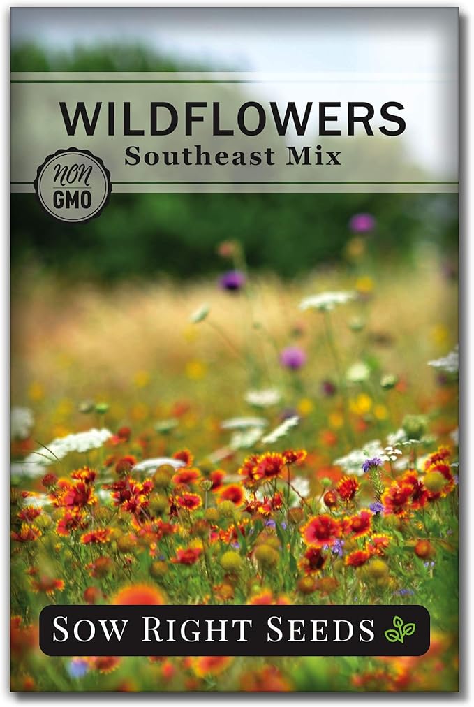 Sow Right Seeds - Wildflowers Seeds Mix for Planting in Southeast - Non-GMO Heirloom Varieties to Grow a Wild Flower Garden - Perennial and Annual Flowers to Attract Pollinators - Colorful Blooms (1)