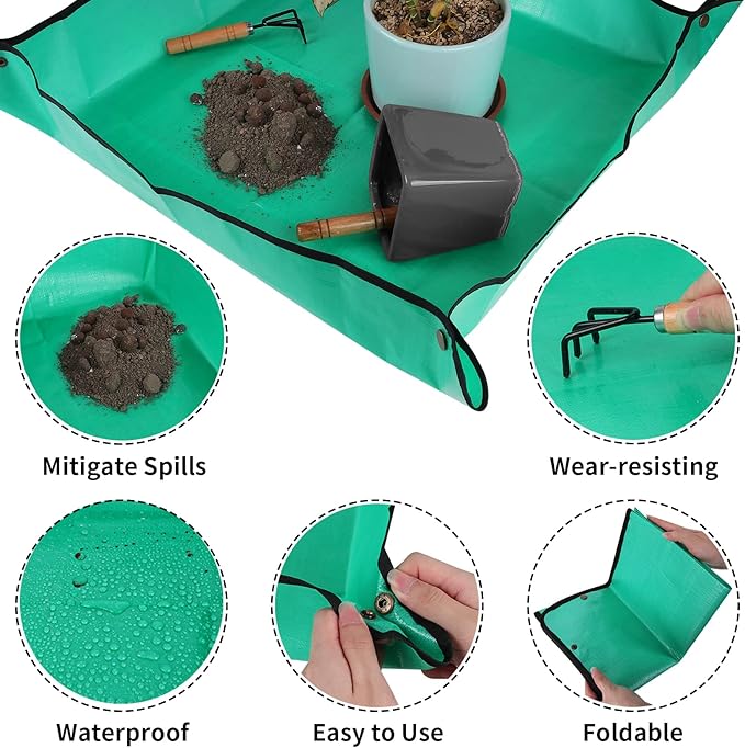 39.4" x 39.4" Extra Large Plant Repotting Mat, Waterproof Repotting Tray for Indoor Plants Potting Soil, Gardening Tray Mat, Portable Potting Tray Soil Mat for Indoor House Plants Succulents Orchid