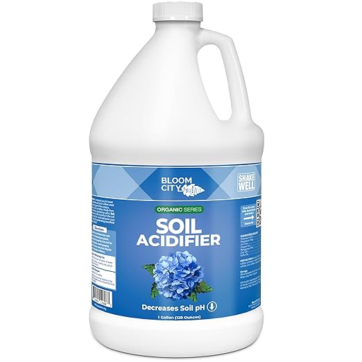 Bloom City's Organic Soil Acidifier - The Best Soil Acidifier Blueberry and Hydrangea Acidic Fertilizer for Optimal Plant Health, Gallon (128 oz)