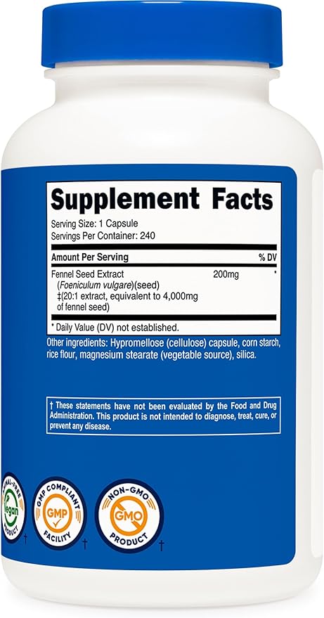 Nutricost Fennel Seed (4000 mg Equivalent) 240 Capsules - Vegan Fennel Seed Supplement