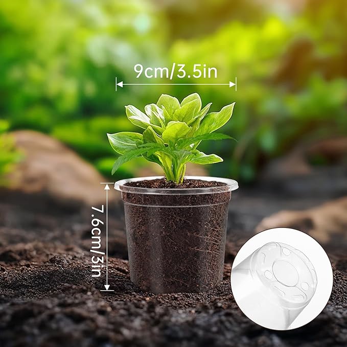 30 Packs 3.5 Inch Reinforced Clear Nursery Pots for Plants with Drainage Holes, High Transparency Planting Plastic Seedling Pots, Seedling Planter Seed Starter with 20 Plant Labels