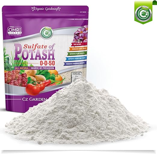 Organic Sulfate of Potash 0-0-50 Made in USA - Water Soluble SOP Potassium Plant Food for Plants & Flower Gardens - 3LB Low Chlorine Fertilizer. Enhances Color & Taste! OMRI Listed