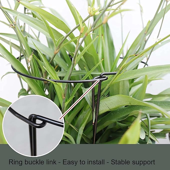 8 Pack Plant Support Stakes, Metal Interlinking Plant Stake for Garden, Plant Cages & Supports for Peony, Tomato, Hydrangea, Indoor Plants (9.8" W x 15.7" H)