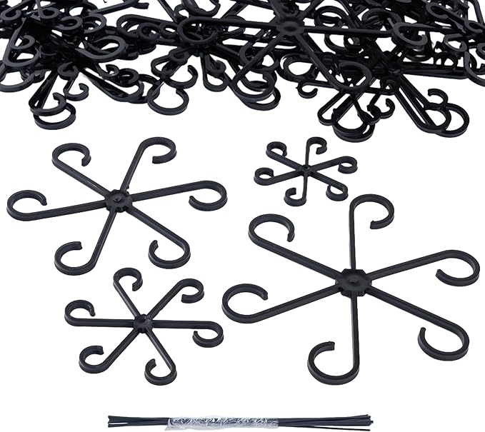 8/16/32PCS Plant Stem Support,4 Sizes Set,Plastic Stems Holder for Indoor Plants, Reusable Stem stabilizer,Keeps Potted Houseplants Growing Straight (32, Black)