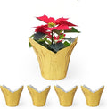 4.5” STD Plant Pot Covers, Decorative Plant Sleeve for Indoor & Outdoor House Plants, Reusable and Gift-Ready Foil Wrap for Flower Pots, Gold, Pack of 5