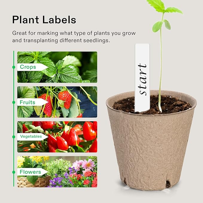 VIVOSUN Peat Pots, 30 Packs 3.15-Inch Seed Starting Pots with Drainage Holes, Round Nursery Pot, 20 Plant Labels for Flowers, Plants, Vegetables, 30Pcs