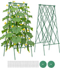 Suteck Cucumber Trellis 39.2" 2 Pack A-Frame – Foldable Metal Garden Trellis for Cucumbers, Peas, Beans & Climbing Plants, No Assembly Required Plant Support, Ideal for Raised Beds, Patios & Backyards