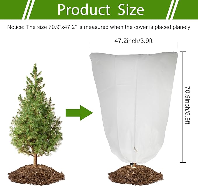 4 Pack Plant Covers Freeze Protection for Winter, 70.9''×47.2'' Frost Cloths for Outdoor Plants Cold Weather Blankets with Zipper Drawstrings