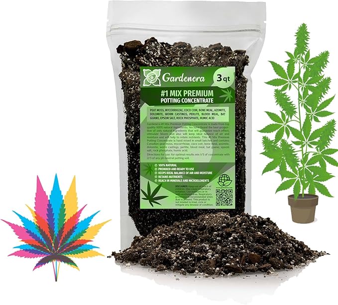 Gardenera Premium JUST-ADD-Water Potting Soil Mix - Optimal Nutrient-Rich Blend for Thriving and HIGH-Yield Herbal Plants - 3 Quart