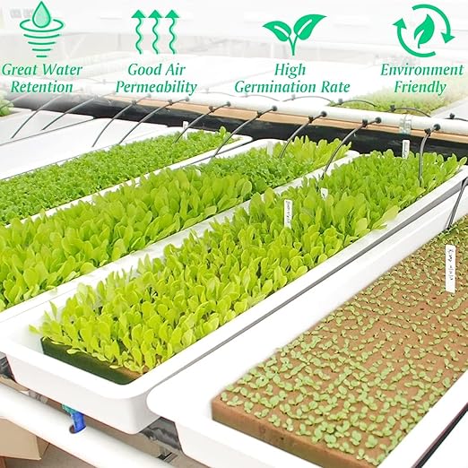 Halatool 1.5 Inch Rockwool Cubes Garden Rock Wool Grow Cubes Starter Plugs for Hydroponics Soilless Cultivation Seedlings Cuttings Clone Plants Germination Start (2 Sheets, 98 Plugs in Total)