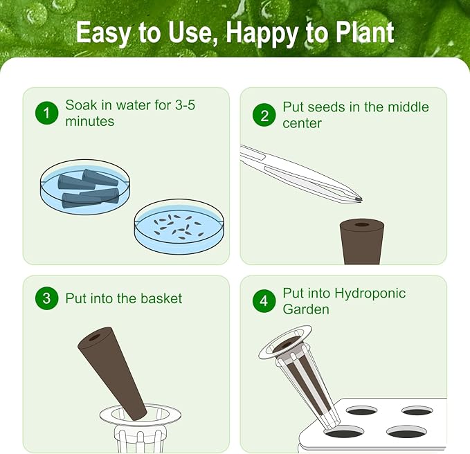 SIULMKOT 60 Pack Hydroponic Grow Sponges Seed Pods Replacement, Rapid Rooting Nursery Sponges Compatible with Aerogarden & Most Hydroponic System