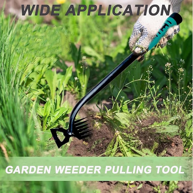 Weed Puller Gardening Hand Weeder Tools,Portable Artifact Uprooting Weeding 6 Teethes Manganese Steel Weed Removal Dual Purpose Manual Hand Pulling Tool for Lawn Garden