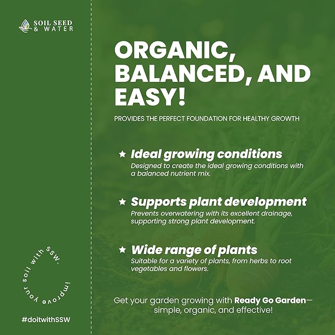 Soil Seed & Water Ready Go Garden Organic Potting Soil – All-Purpose Potting Mix for Indoor & Outdoor Gardening