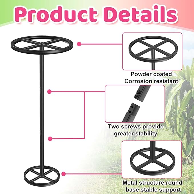 Metal Dragon Fruit Trellis, Adjustable Durable Dragon Fruit Plant Trellis Vertical Indoor Support Frame for Climbing Plants Trees Cactus Garden Outdoor Potted Support, 2 Pcs