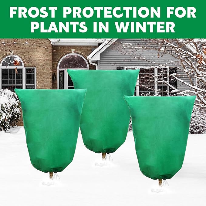 Plant Covers Freeze Protection, 4 Pack Frost Covers with Zipper Drawstring (31.5" x 47.3") Plant Protection Cover Bags for Outdoor Winter Frost Cold (Green) (78" W x 98" H(4 PCS), Green)