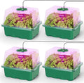 MIXC Seed Starter Kit with Grow Light, Elevated Seedling Tray Kit with Adjustable Humidity Dome and Clear Cell Tray, 12 Full Spectrum Led Beads for Seed Starting Greenhouse, 4 Pack, Green