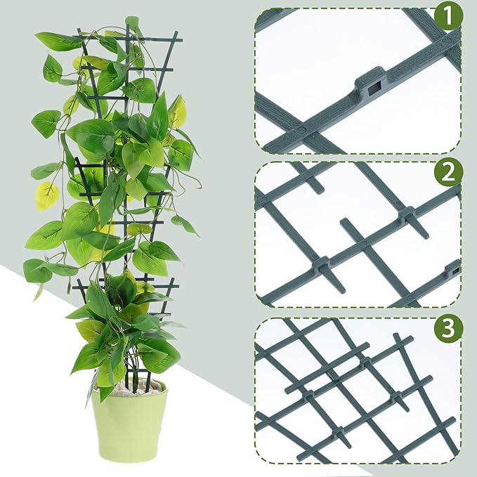 Plant Supports for Potted Plants Indoor, 4 Pack 10in Mini Indoor Plant Trellis Green Coated Flower Pot Trellis for Vine Ivy Flower, Climbing Plants Indoors for Indoors Outdoor Houseplants