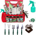 9-piece Garden Tools Set with Gloves and Floral Tote Bag - Gardening Hand Tools Kit with Storage Bag, Gifts for Women