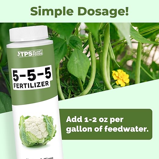 5-5-5 Fertilizer for Plants, Great for Vegetables, Flowers, and Shrubs, Liquid Plant Fertilizer by TPS Plant Foods, 8oz (250ml)