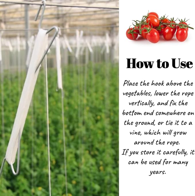 20PCS Tomato Support Hooks Plant Hooks Plant Climbing Hooks Tomato J Hooks Garden Hooks to Prevent Tomatoes from Pinching or Falling Off with 32.8FT Tomato Plant Support String Rope