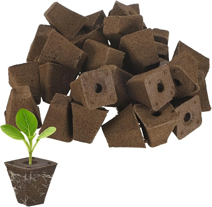 50-Pack Grow Sponges, 1.5x0.8x1.5 Inch Replacement Root Growth Sponges Seed Pods for Plant Rooting/Seed Germination/Hydroponic Gardens System Supplies, Starter Plug for Seeds