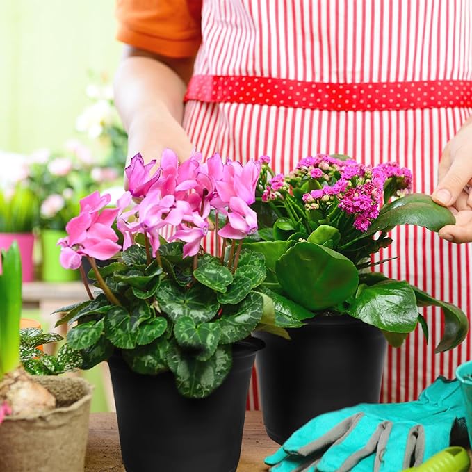Anyumocz 60Pcs 0.5 Gallon Plant Nursery Pots,Plastic Pots with Drainage Holes,Flower Container Seedling Pot for Planting,Transplanting,Succulents,Cuttings,Garden(Black)