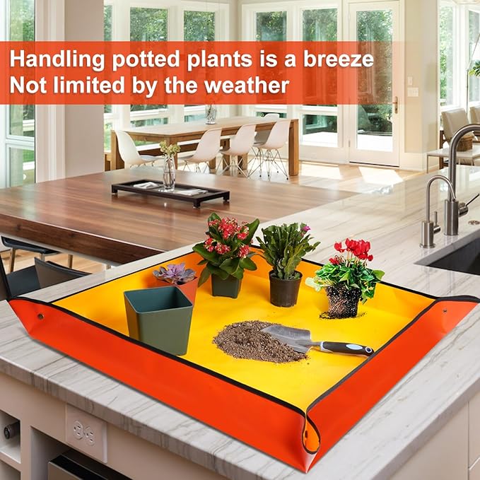 HNXTYAOB Extra Large Repotting Mat for Indoor Plants & Potting Soil Mat Portable Potting Tray Reusable Gardening Mat Garden Gift for Women Men (39.5"X39.5")