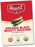 The Harvest Company Organic Black Beauty Zucchini, Non-GMO, Certified USDA Organic, Open-Pollinated Heirloom Garden Seeds for Indoor Outdoor Planting, 25 Seeds