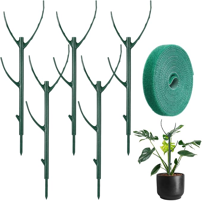 5Pcs Stackable Plant Support Stake Stem Holder Structures Frame & Plant Cage Support Ring Half Round for Sphagnum Twig Trellis Indoor Outdoor Potted Plants Stick for Vine Training & Stem Stabilization