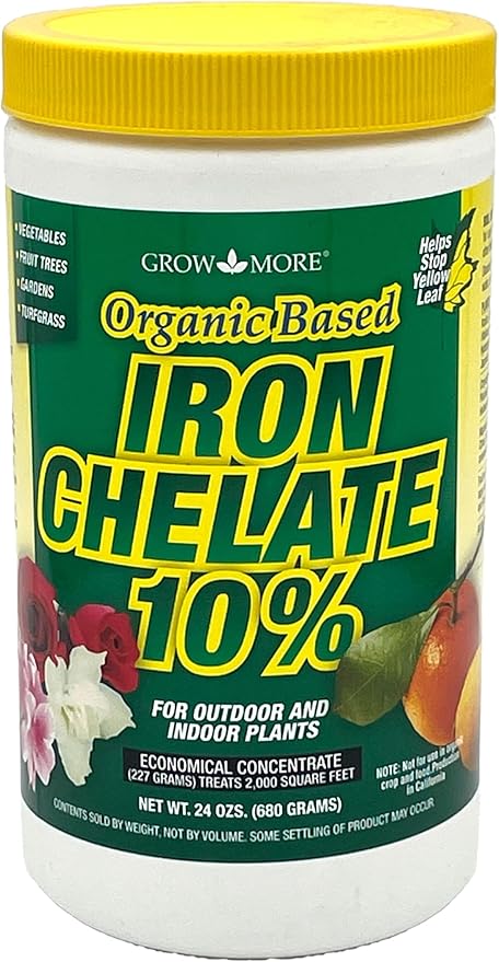 Grow More 3-0-1 Organic Iron Chelate Concentrate (10%) for Greener Plants & Lawns - 24oz of Water Soluble Chelated Iron Supplement for Indoor & Outdoor Plants, Trees, & Lawns