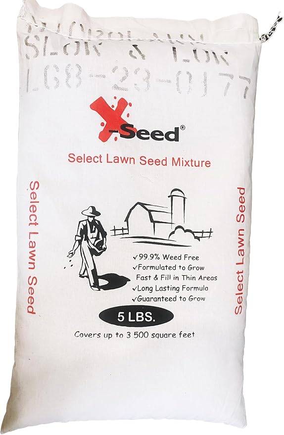 X-Seed Micro-Lawn Slow & Low Grass Seed for Cool Season Lawns, No Mow Natural Areas, Sun to Full Shade, Slow and Low Growing Micro Clover, Creeping Red Fescue, Intermediate Ryegrass, Starter Bag, 5LB