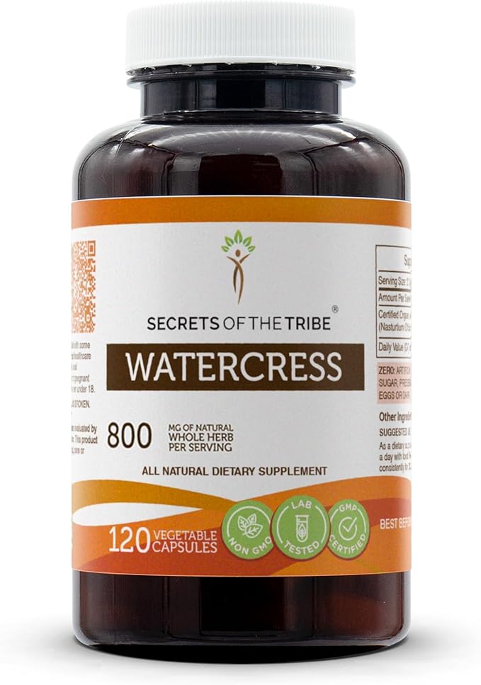 Secrets of the Tribe Watercress 120 Capsules, 800 mg, Watercress (Nasturtium Officinale) Dried Herb (120 Capsules)