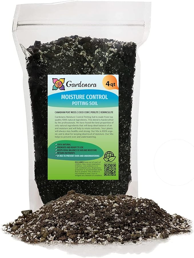 Gardenera Moisture Control Potting Mix - Perfect for Indoor and Outdoor Container Gardening! - 4 Quart