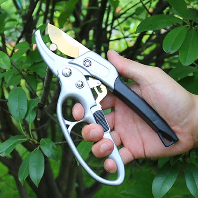 MEPEREZ Ultra Sharp Germany Titanium Steel Pruning Shears - Cuts 3X Easier, Weak Hand Arthritis Snips, Rust-Resistant, Effortlessly 1-Inch Cut Capacity Garden Scissors, Ergonomic Handle