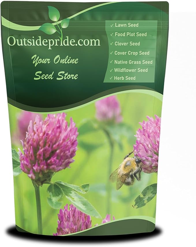 Outsidepride Perennial Red Clover Seeds - 2 lbs. Self-Seeding, Nitrocoated, Inoculated Clover Seeds for Lawn, Yard, Forage, Pasture, Hay, Nitrogen Fixation, Soil Improvement & Crop Rotation Programs