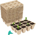GROWNEER 288 Cells Peat Pots Seed Starter Trays 24 Packs Biodegradable Seedling Pots Germination Trays Organic Plant Starter Kit with 15 Pcs Plant Labels